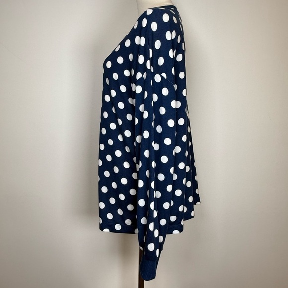 Kate Spade Navy & White Polka Dot Lounge Top Sweater Women’s Size Large - Picture 2 of 7